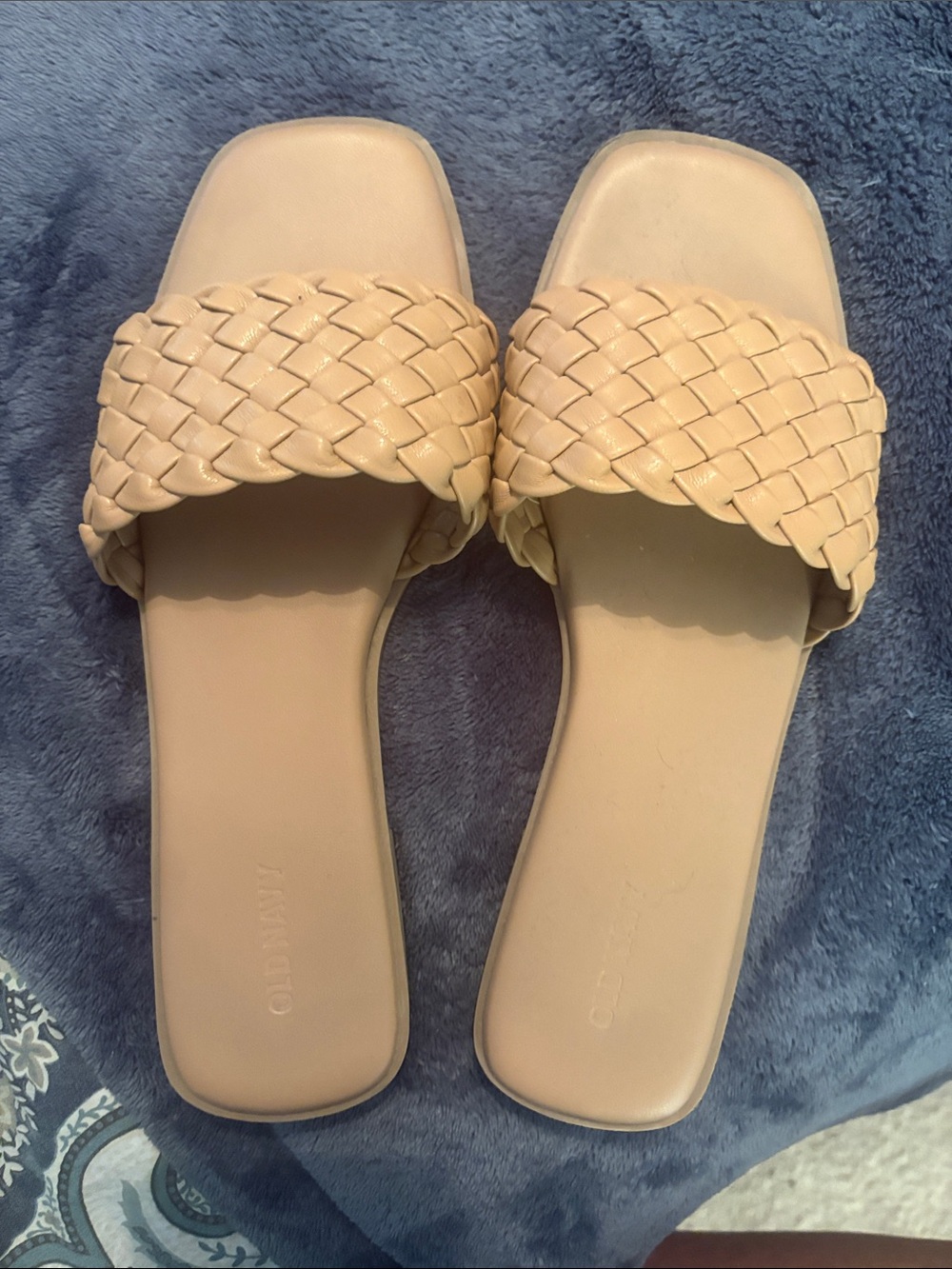 Woven Slide Sandals in Beige - Women's Casual Slip-On